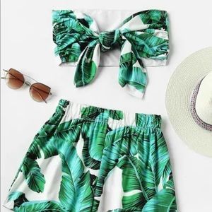 Two Piece Leaf Crop Top & Bottom